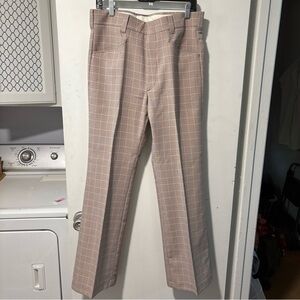 Vintage Levi's Panatela Trouser Creased Pants Tan  Plaid Retro Size 33 34 X 31